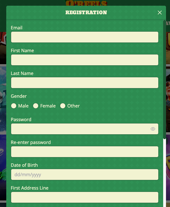 O'Reels Casino Registration