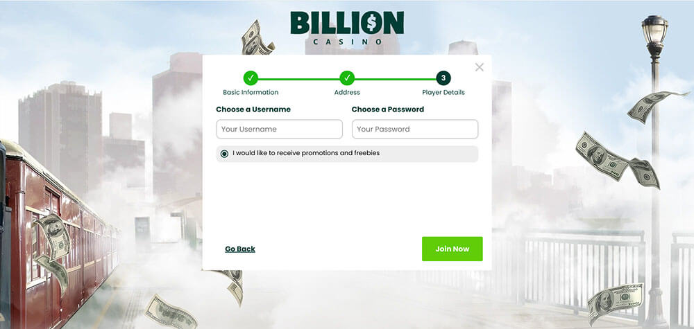 Billion Casino Registration