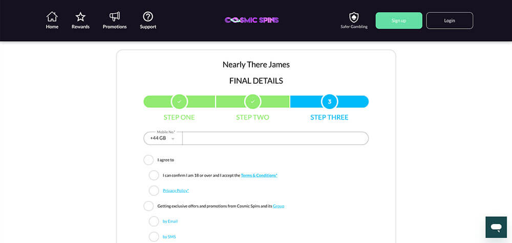 Cosmic Spins Registration