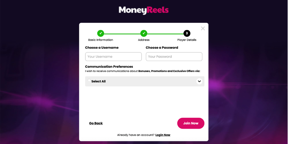 Registration Money Reels Step 3