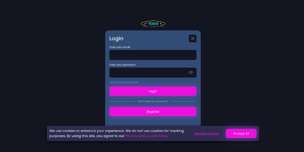 Registration Vegas Mobile Casino step 1