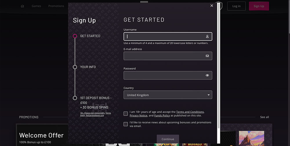 PlayGrand Casino Registration
