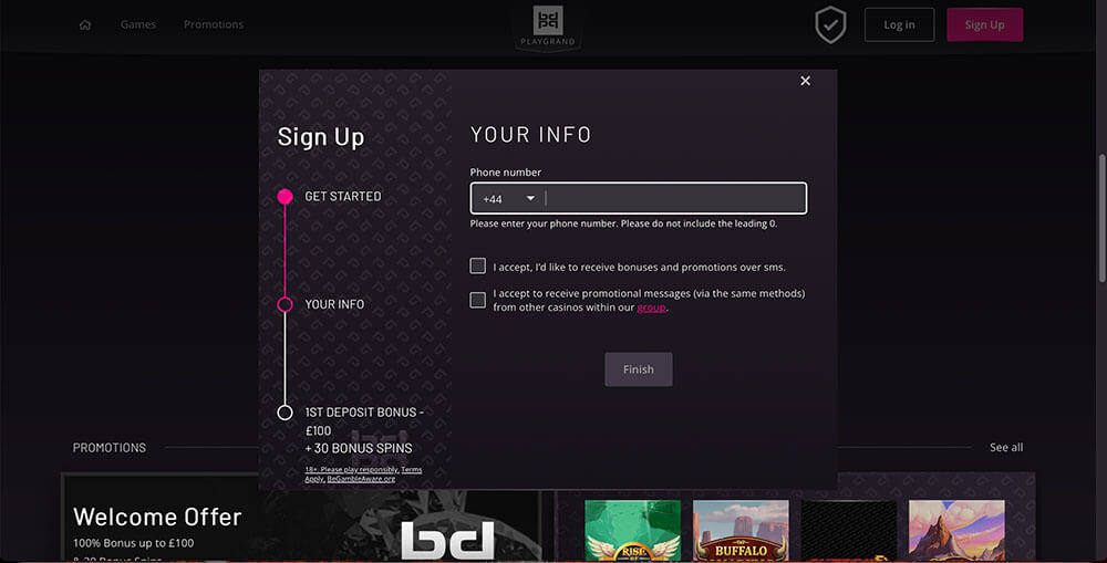 PlayGrand Casino Registration