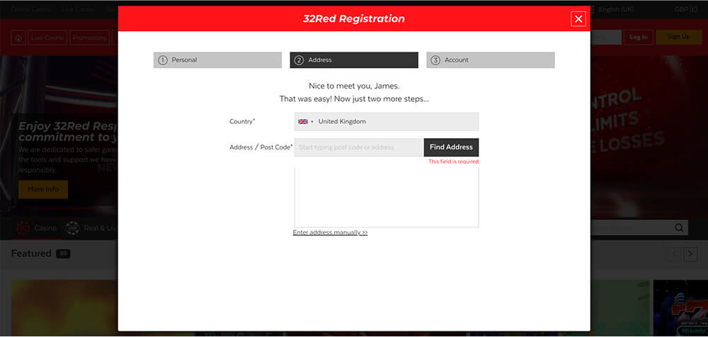 32Red Registration