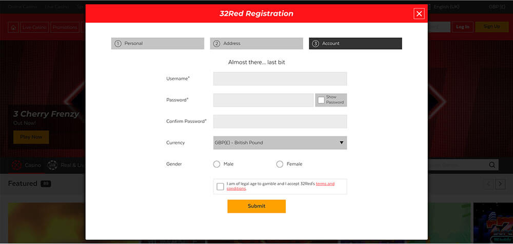 32Red Registration