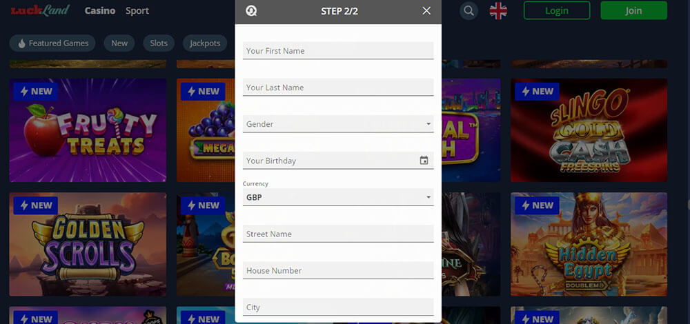 Luckland Casino Registration