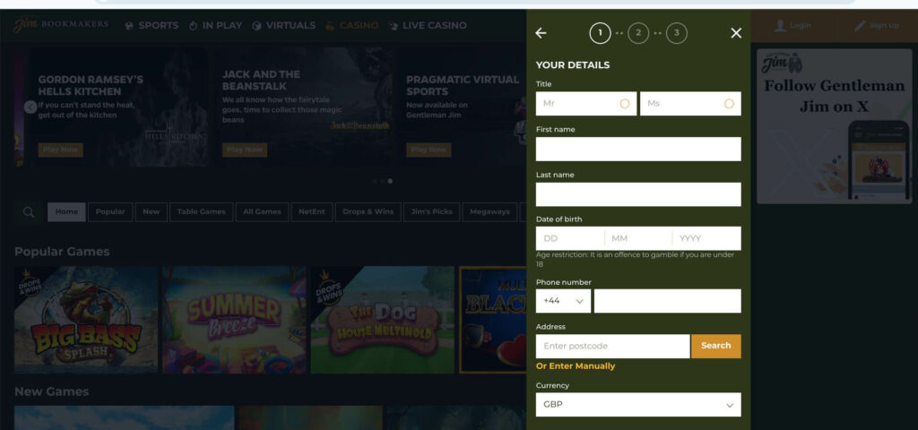 Gentleman Jim Casino registration Review