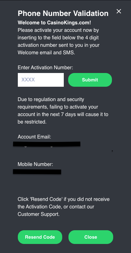 CasinoKings Registration
