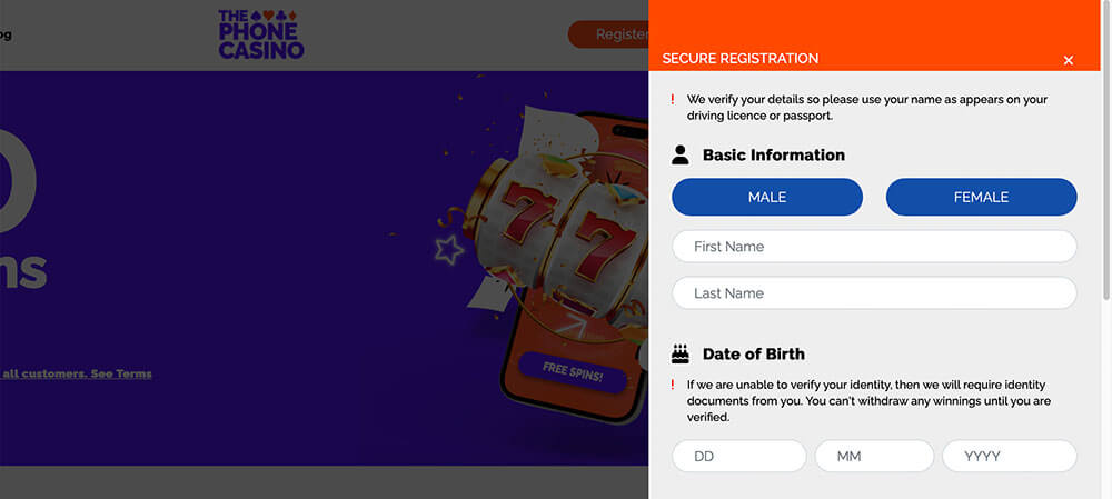 The Phone Casino Registration