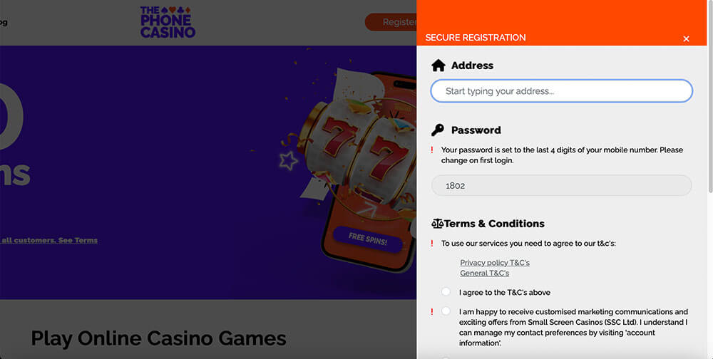 The Phone Casino Registration