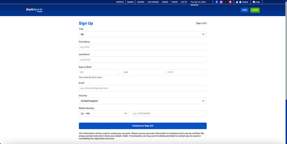 BoyleSports Casino Registration