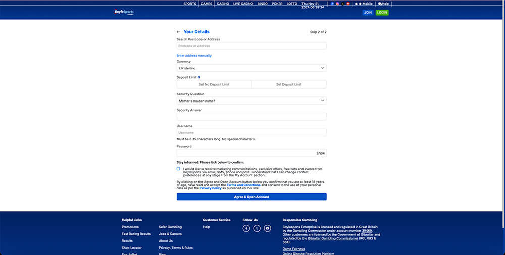 BoyleSports Casino Registration