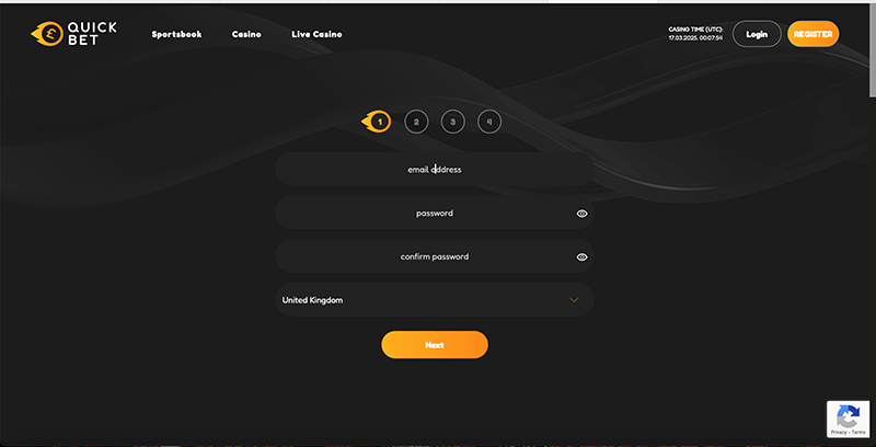 QuickBet casino Registration