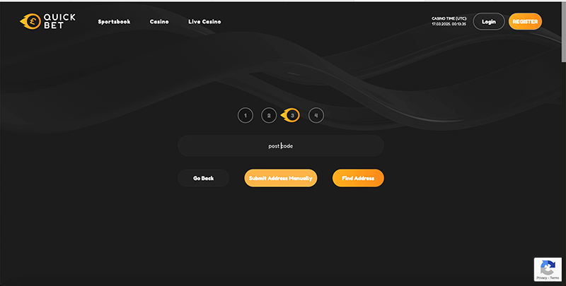 QuickBet casino Registration