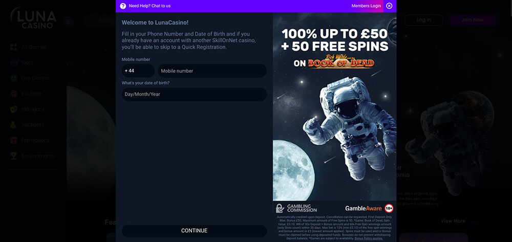 Luna Casino Registration