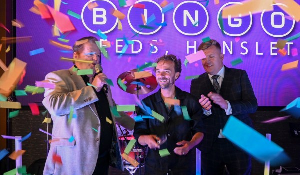 Jack P. Shepard (centre) at the opening of the new Club 3000 Bingo hall in Leeds.